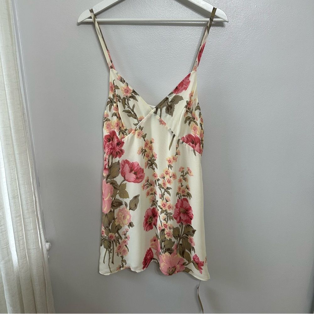 Reformation Cream Mini Dress with Pink Floral Print - Picture 2 of 7